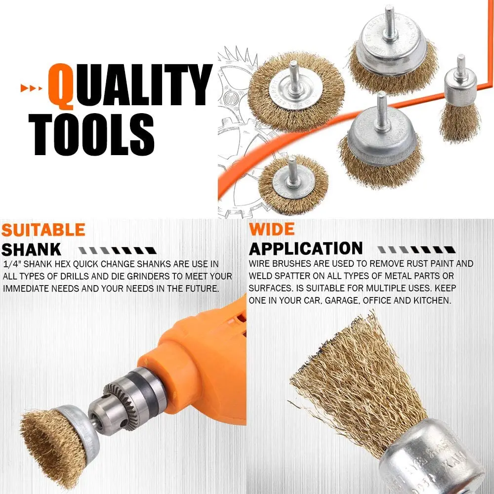 طقم فرش سلك للتنظيف والتجليخ (5 قطع) من MLD – أسلاك فولاذية مغلفة بالنحاس (2).webp