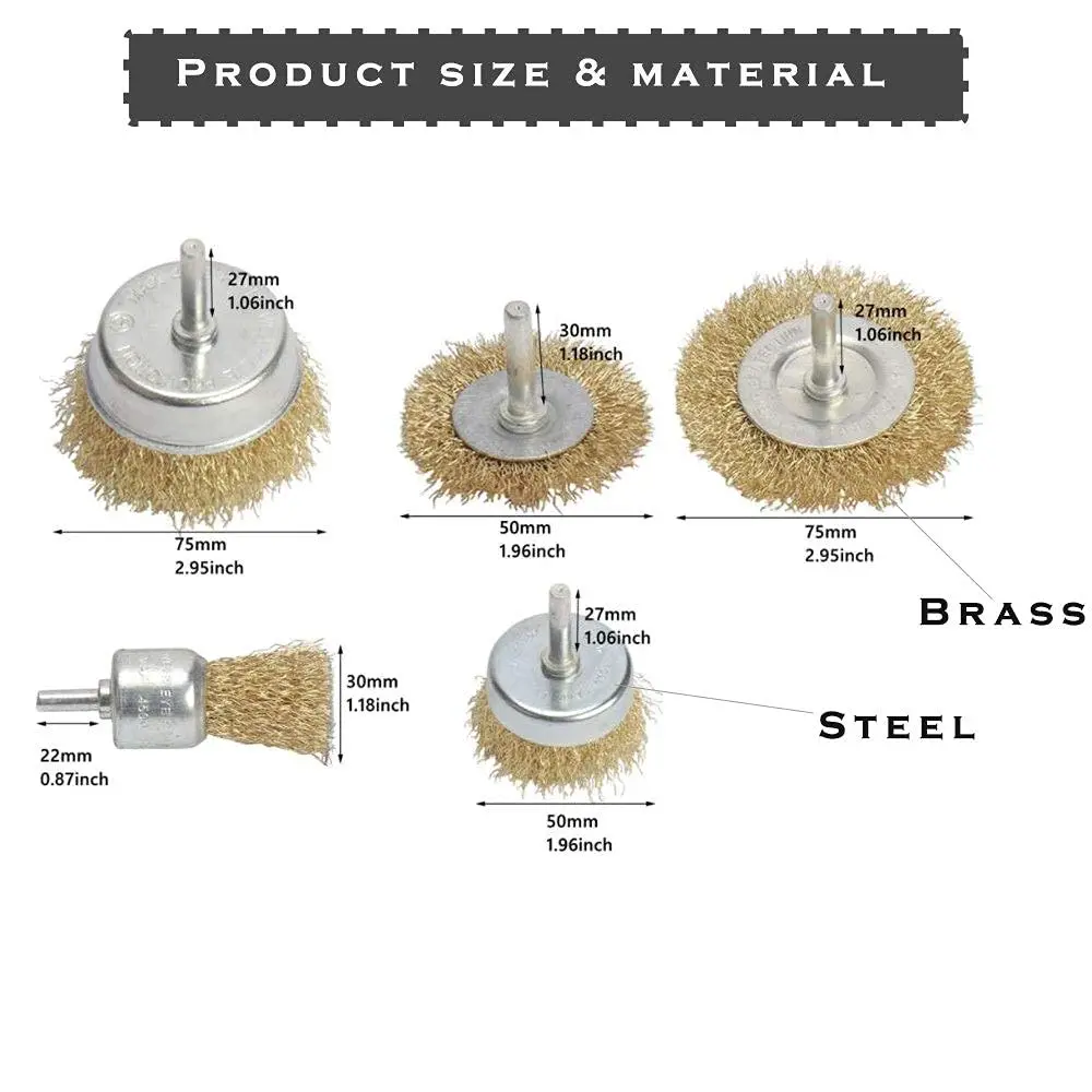 طقم فرش سلك للتنظيف والتجليخ (5 قطع) من MLD – أسلاك فولاذية مغلفة بالنحاس (4).webp