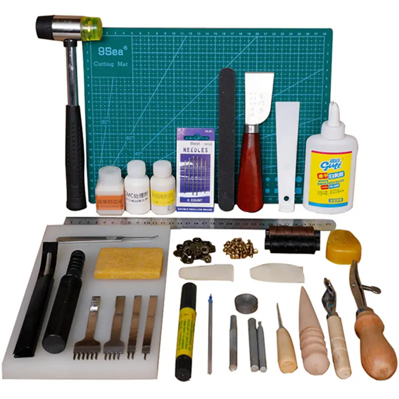 طقم أدوات خياطة الجلد اليدوية – حِرف يدوية DIY لتصميم الحقائب والمحافظ
