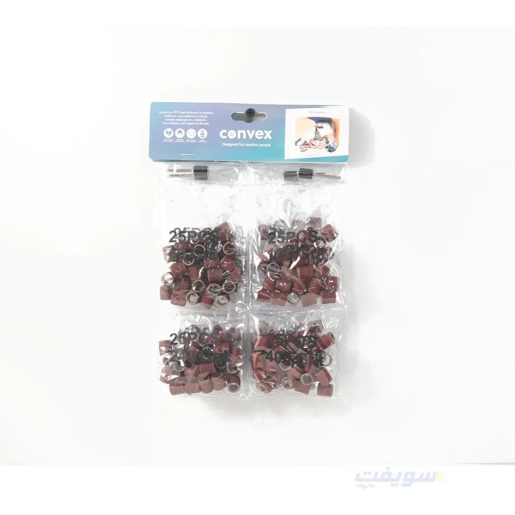  طقم سير صنفرة دبل متعدد الخشونة – 100 قطعة + دبلتين تثبيت بأحجام مختلفة من CONVEX