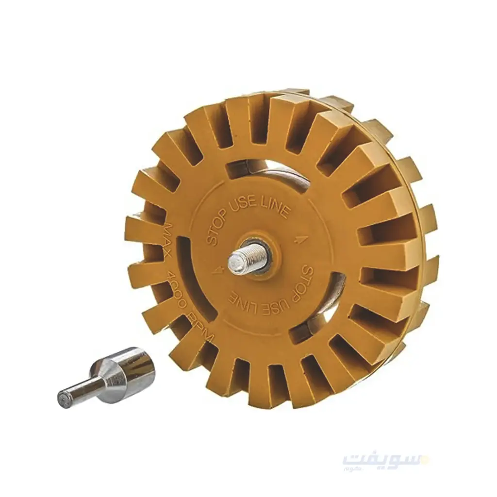 عجلة ممحاة مطاطية TCP Global لإزالة الملصقات – قطر 4 بوصة مع محول للدريل 