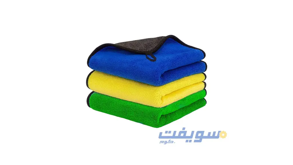 منشفة تنظيف مايكروفايبر Jiham للسيارات و المنازل - ألوان متنوعة (طقم 3 قطع) 