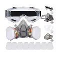 قناع وجه قابل لإعادة الاستخدام مع نظارة وفلتر للحماية أثناء الطلاء والغازات والغبار والتلميع والقص وأعمال الـDIY 
